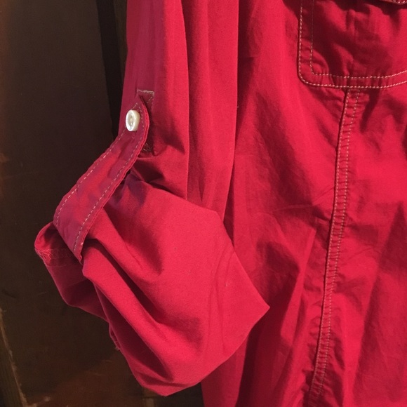 Red Tommy Hilfiger button down shirt, large - Picture 3 of 5